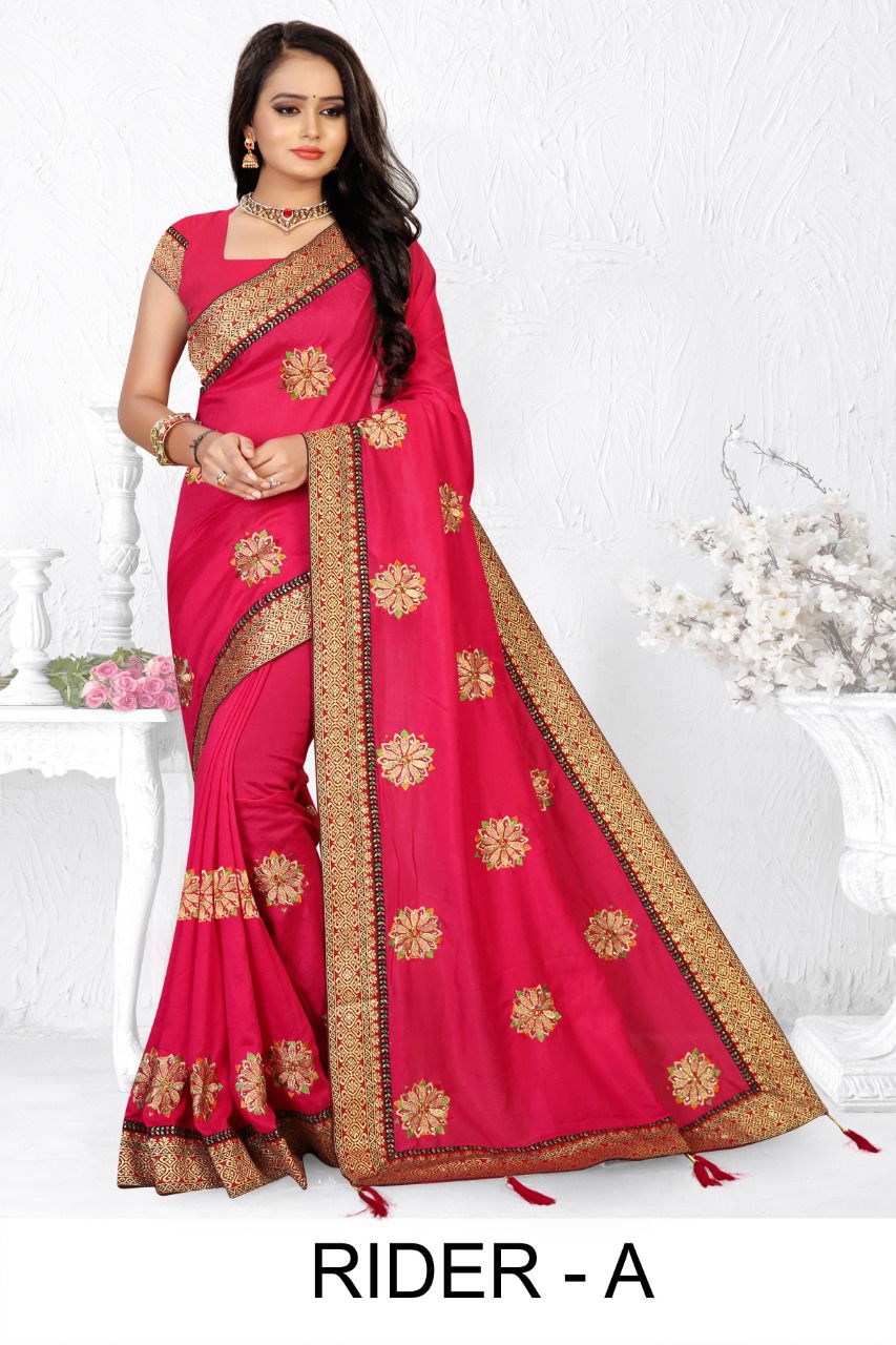 Ronisha Rider Latest Fancy  Fastive Wear Designer Vichitra Silk Saree Collection